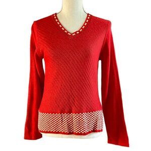Vintage Plein Futur Paris Red Knit Sweater Top XS